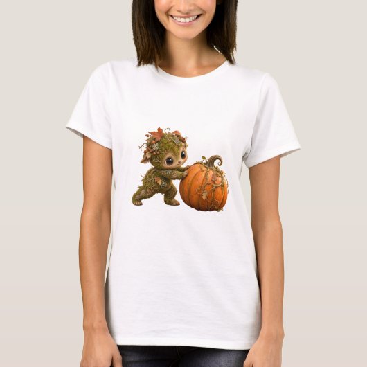 Moss Sprite Pompoen Herfst T-Shirt (Voorkant)