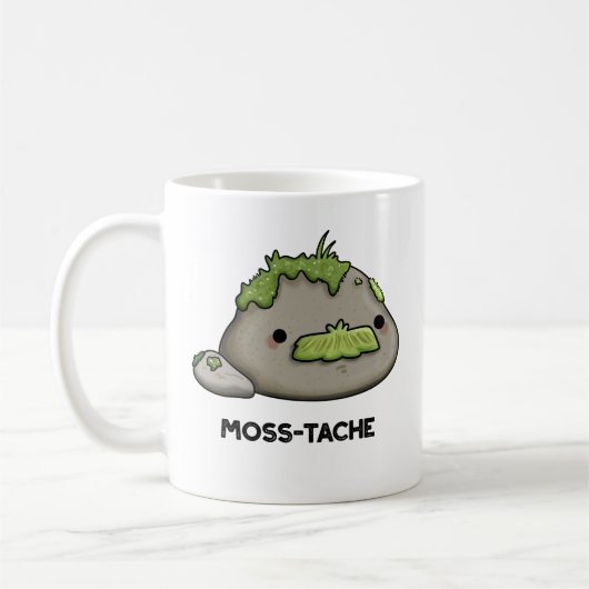 Moss-tache Funny Mustache Pun Koffiemok (Links)