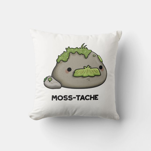 Moss-tache Funny Mustache Pun Kussen (Voorkant)