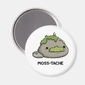 Moss-tache Funny Mustache Pun Magneet (Voorkant / Achterkant)
