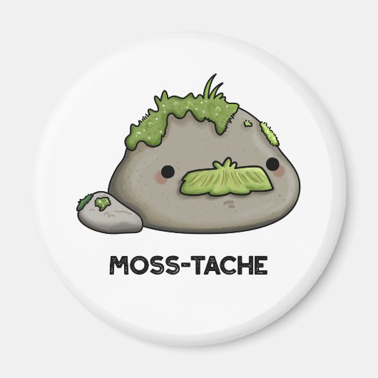 Moss-tache Funny Mustache Pun Magneet (Voorkant)