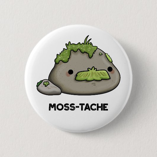 Moss-tache Funny Mustache Pun Ronde Button 5,7 Cm (Voorkant)