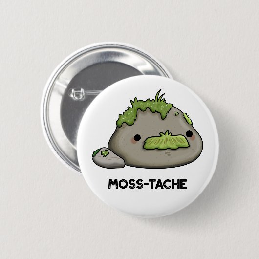 Moss-tache Funny Mustache Pun Ronde Button 5,7 Cm (Voorkant /achterkant)