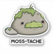 Moss-tache Funny Mustache Pun Sticker (Voorkant)