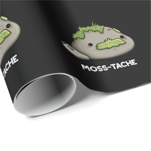 Moss-tache Grappige snor Pun Dark BG Cadeaupapier (Rol Hoek)