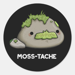 Moss-tache Grappige snor Pun Dark BG Ronde Sticker