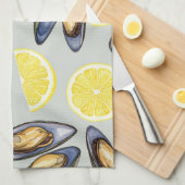 Mosselen en citroenen van Natasha Us Theedoek (Quarter Fold)