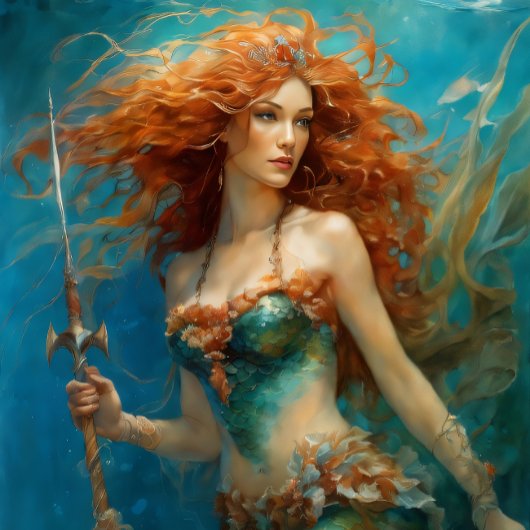 Mosseline Mermaid Red Hair Queen v7-papier Tissuepapier