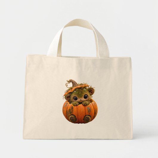 Mossige Pompoen Creature Boodschappentas Mini Tote Bag (Voorkant)