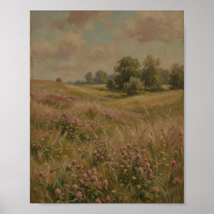 Mossige Tuinfontein II Vintage Schilderij Poster