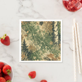 Mossy Autumnal Forest Distressed Ink Decoupage Servet