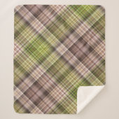 Mossy Bark Bruin en Groen Plaid Sherpa Deken (Voorkant)