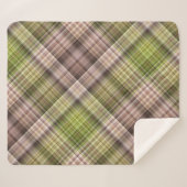 Mossy Bark Bruin en Groen Plaid Sherpa Deken (Voorkant (horizontaal))