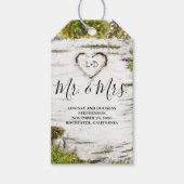 Mossy Birch Tree Heart Mr en Mrs Wedding Cadeaulabel (Voorkant)