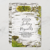 Mossy Birch Tree Rustic Countryside Baptisme Kaart (Voorkant / Achterkant)