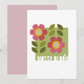 MOSSY BLOOM - Modern Floral Invitation Kaart (Voorkant / Achterkant)
