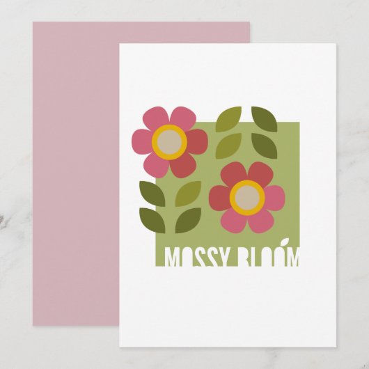 MOSSY BLOOM - Modern Floral Invitation Kaart (Voorkant / Achterkant)
