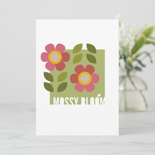 MOSSY BLOOM - Modern Floral Invitation Kaart (Staand voorkant)