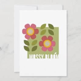 MOSSY BLOOM - Modern Floral Invitation Kaart