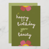 MOSSY BLOOM - Verjaardag Bloemen Uitnodiging Kaart (Voorkant / Achterkant)