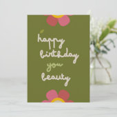 MOSSY BLOOM - Verjaardag Bloemen Uitnodiging Kaart (Staand voorkant)