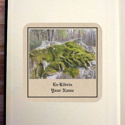 Mossy Broken Headstone Bookplaat Vierkante Sticker