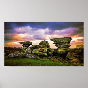 Mossy Covered Brimham Rocks Poster