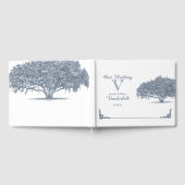 Mossy eiken boom in blauw bruiloft gastenboek (Volledig)