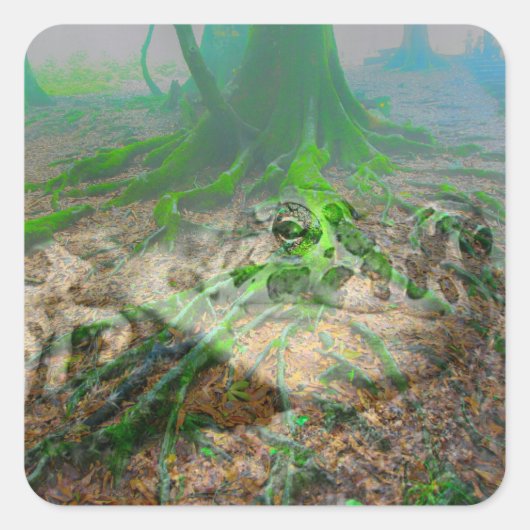Mossy Frog Vierkante Sticker (Voorkant)