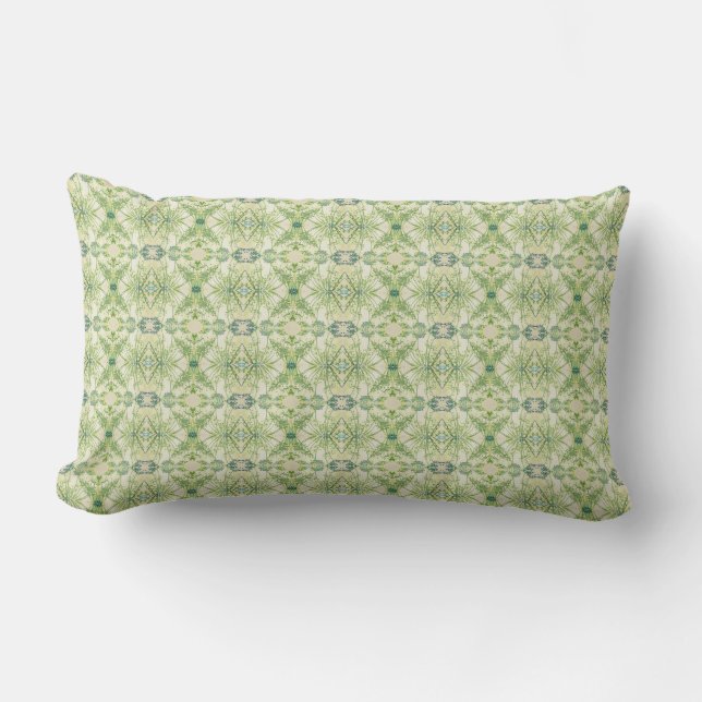 Mossy Green Abstract Floral Buitenkussen (Voorkant)