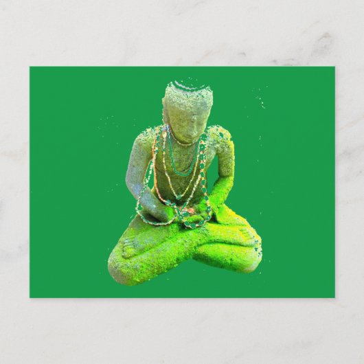 Mossy Green Buddha Meditating Thunder_Cove Briefkaart (Voorkant)