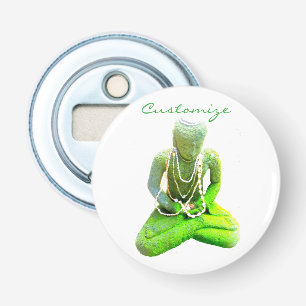 Mossy Green Buddha Meditating Thunder_Cove Button Flesopener