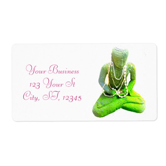 Mossy Green Buddha Meditating Thunder_Cove Etiket (Voorkant)