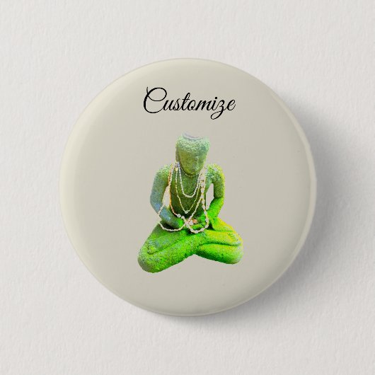 Mossy Green Buddha Meditating Thunder_Cove Ronde Button 5,7 Cm (Voorkant)