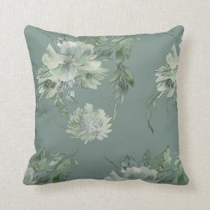 Mossy Green Floral mystique hedendaags 16x16 Kussen