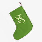 Mossy Green Monogram Kerstmis stoppen Kleine Kerstsok (Achterkant (Hangend))