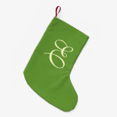 Mossy Green Monogram Kerstmis stoppen Kleine Kerstsok (Voorkant (Hangend))