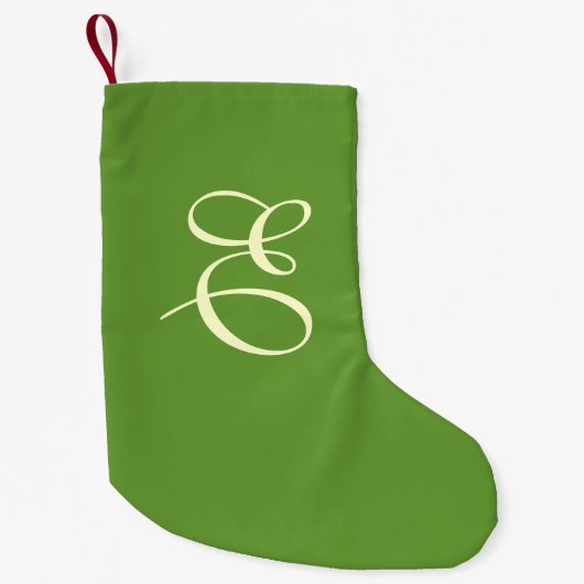 Mossy Green Monogram Kerstmis stoppen Kleine Kerstsok (Voorkant)