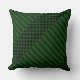 Mossy-Green Stripes & Checkers Kussen