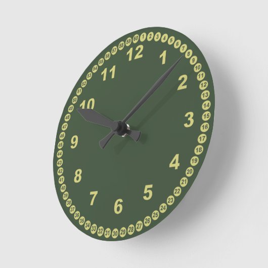 Mossy Green Wall Clock Ronde Klok (Hoek)