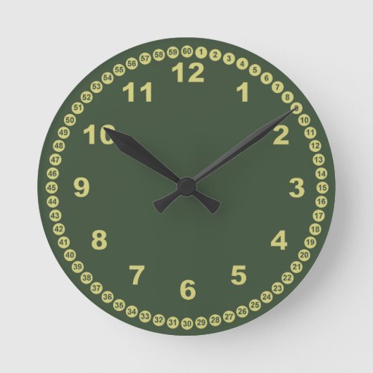 Mossy Green Wall Clock Ronde Klok (Voorkant)