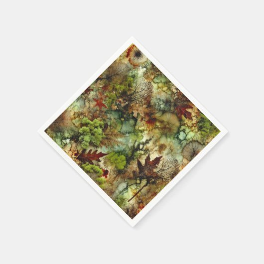 Mossy Herfst Forest Alcohol Ink Decoupage Papier Servet (Hoek)