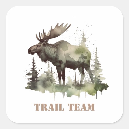 Mossy Moose Wildlife Portrait, op maat Vierkante Sticker (Voorkant)