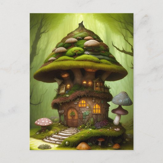 Mossy Mushroom Fairy House Briefkaart (Voorkant)