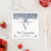 Mossy Oak Tree in Blue Wedding Napkin Servet (Insitu)
