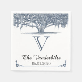 Mossy Oak Tree in Blue Wedding Napkin Servet