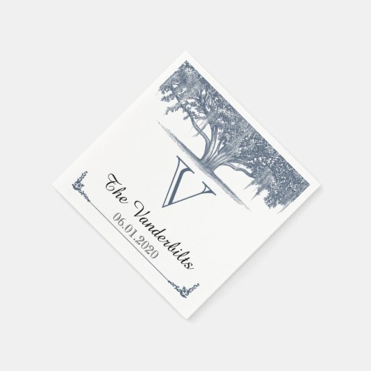 Mossy Oak Tree in Blue Wedding Napkin Servet (Hoek)