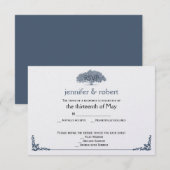 Mossy Oak Tree in Blue Wedding Response Kaart (Voorkant / Achterkant)