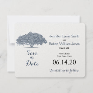 Mossy Oak Tree in Blue Wedding Save the Date