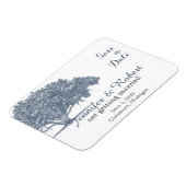 Mossy Oak Tree in Blue Wedding Save the Date Magneet (Linkerzijde)
